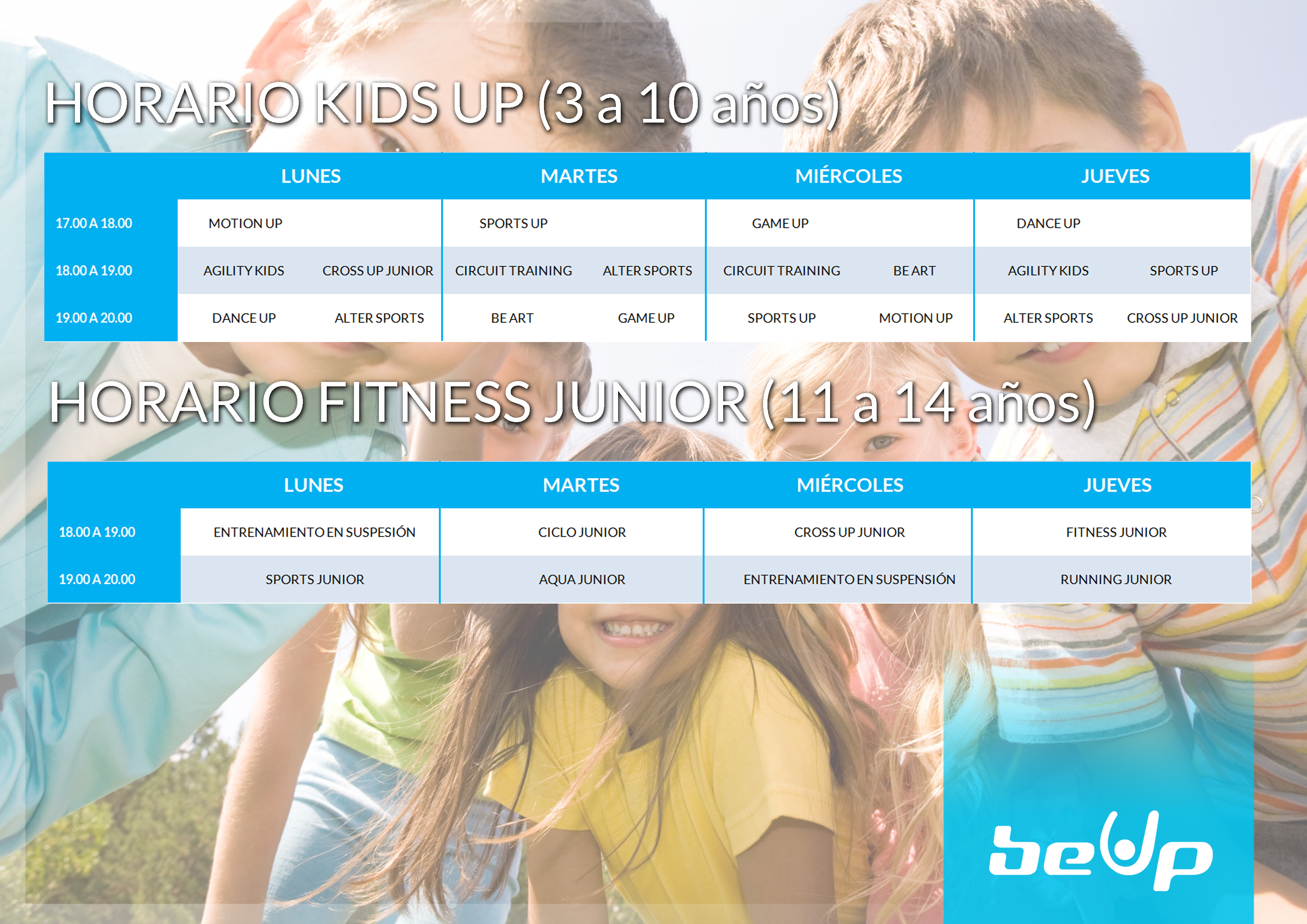 Horario Kids Up y Fitness Jr
